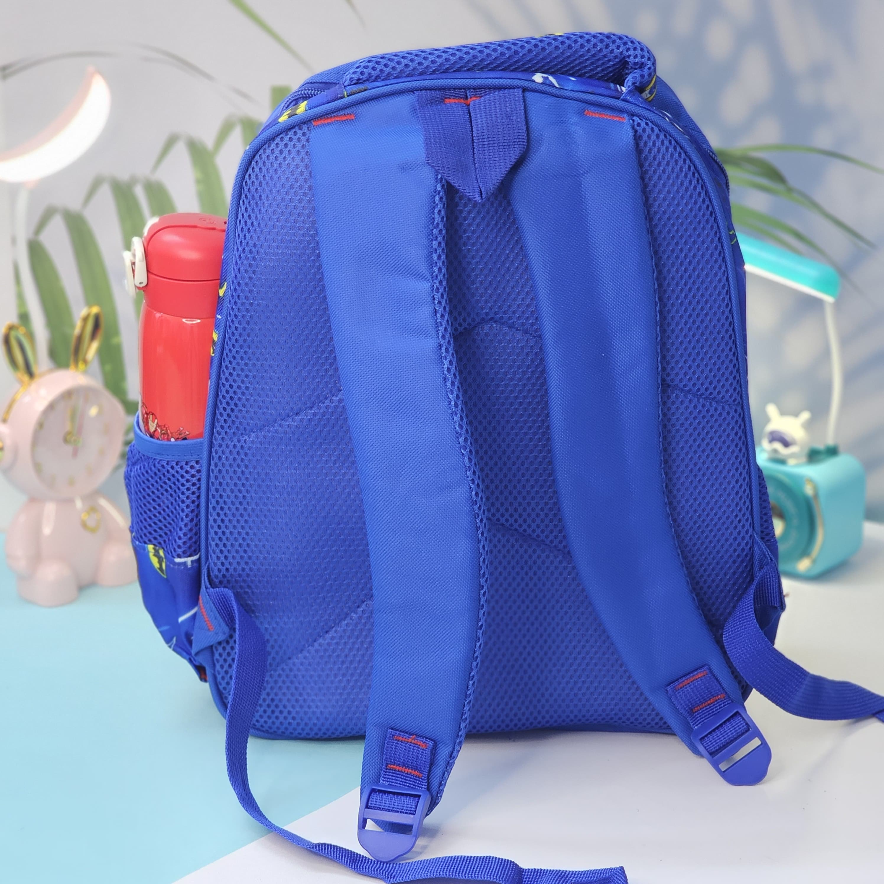 "Stylish and practical Usmile Toys backpack for boys, adorned with popular cartoon superhero characters, including Iron Man and Thor." www.usmile.toys